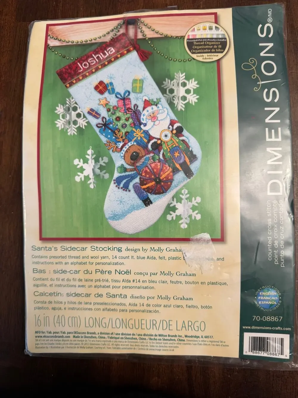 Dimensions Santa's Sidecar stocking counted cross stitch kit NIP